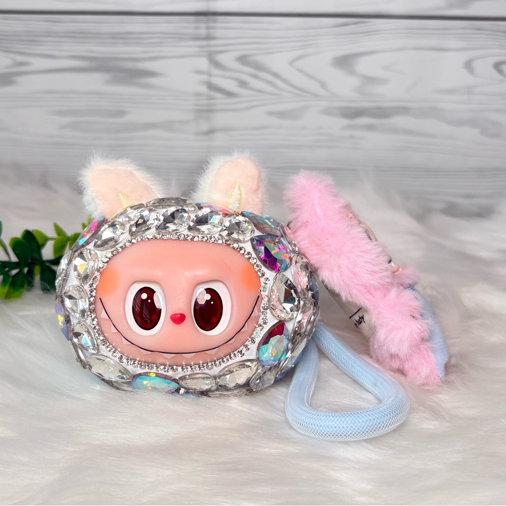 Sparkling Crystal Plush Monster Character Keychain/Bag Charm